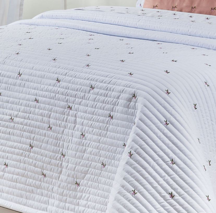 Cobre Leito Casal Queen Ellora Percal 400 Fios 03 Peças - Branco