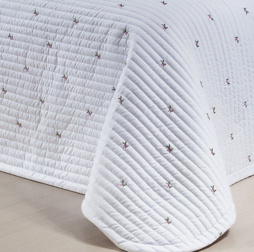 Cobre Leito Casal Queen Ellora Percal 400 Fios 03 Peças - Branco