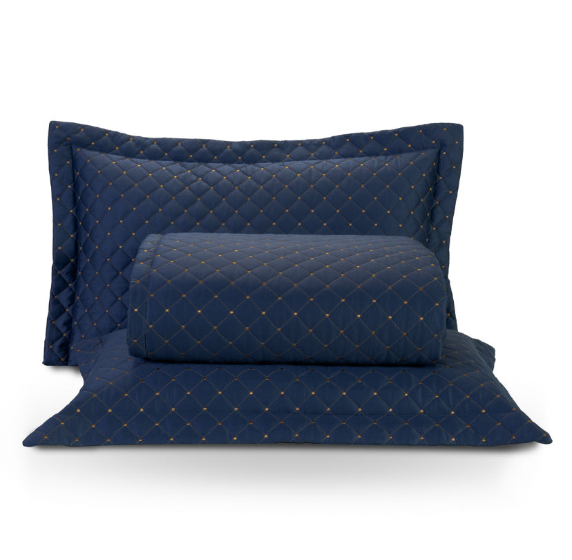 Cobre Leito Casal Queen Laisa Tecido 400 Fios Egípcio 03 Peças - Azul