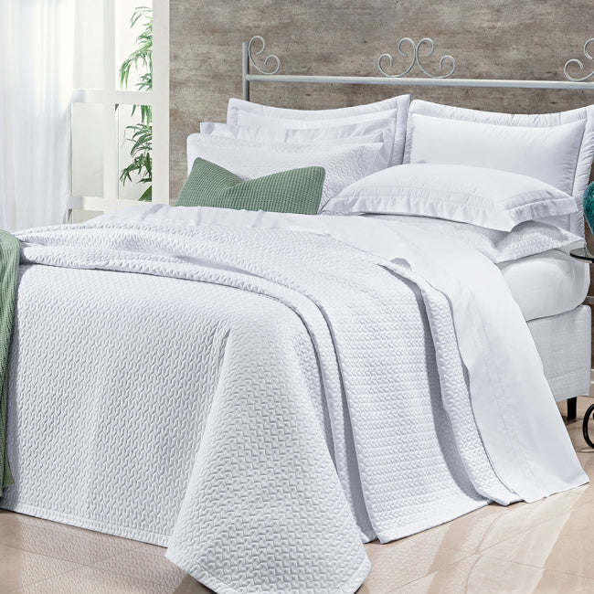 Cobre Leito Casal Super King Pádua Tecido 400 Fios Egípcio 100% Algodão 03 Peças - Branco