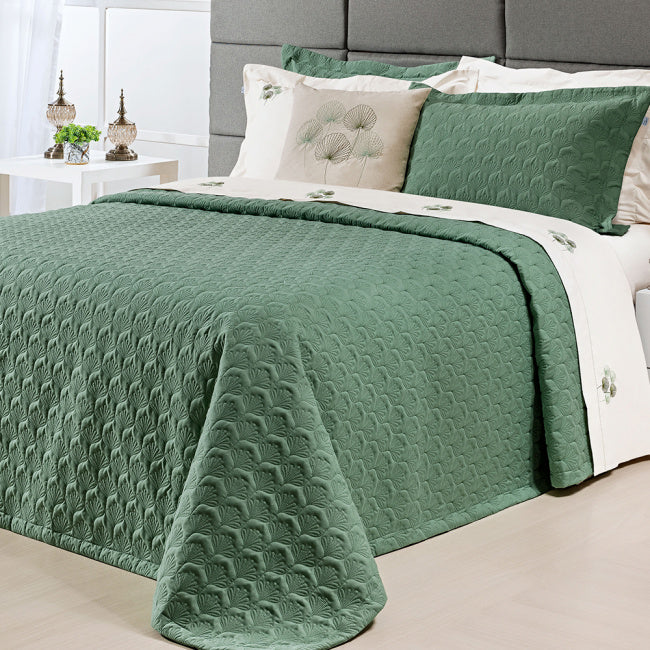 Cobre Leito King Natureza Percal Peletizado 200 Fios 03 Peças - Verde