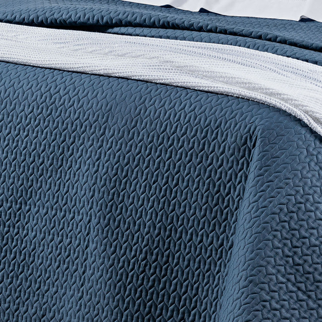 Cobre Leito Casal King Pádua Tecido 400 Fios Egípcio 100% Algodão 03 Peças - Azul