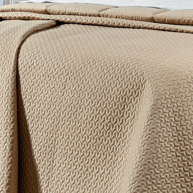 Cobre Leito Casal Super King Pádua Tecido 400 Fios Egípcio 100% Algodão 03 Peças - Cáqui