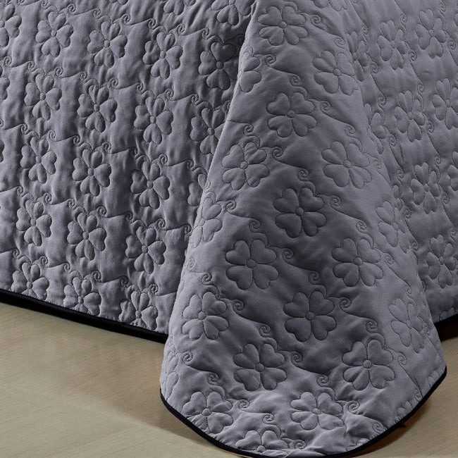 Cobre Leito Solteiro Austria Com Matelado Flores 1,50m x 2,40m 02 Peças - Cinza