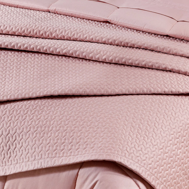 Cobre Leito Casal Super King Pádua Tecido 400 Fios Egípcio 100% Algodão 03 Peças - Rosa Chá