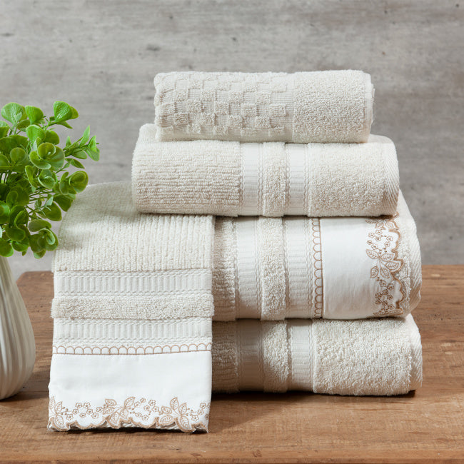 Jogo de Banho Yara Felpa 100% Algodão 05 Peças - Palha / Dourado