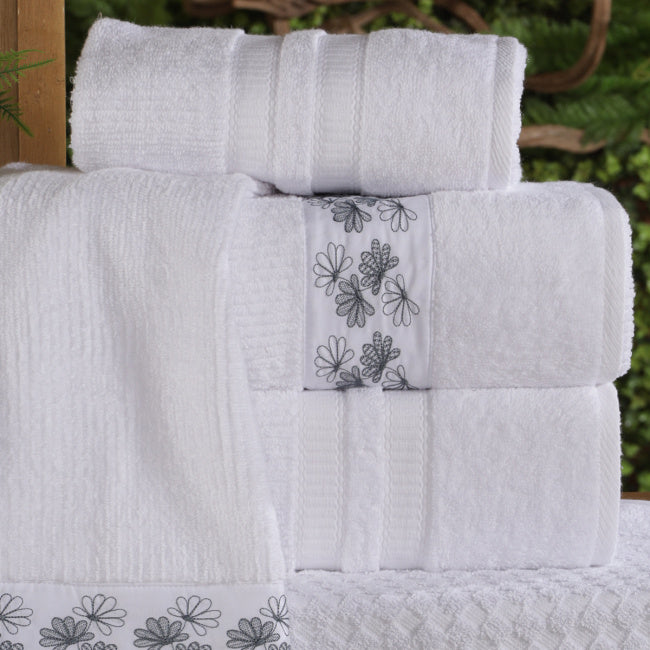 Jogo de Banho Lustria Bordado Felpa 100% Algodão Extra Macio 05 Peças - Azul