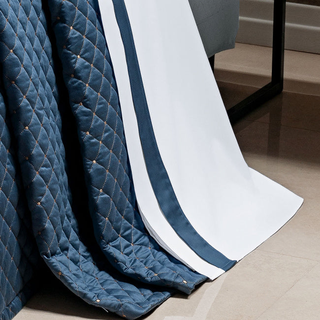 Roupa de Cama Casal King Laisa 400 Fios Egípcio 100% Algodão 04 Peças - Azul