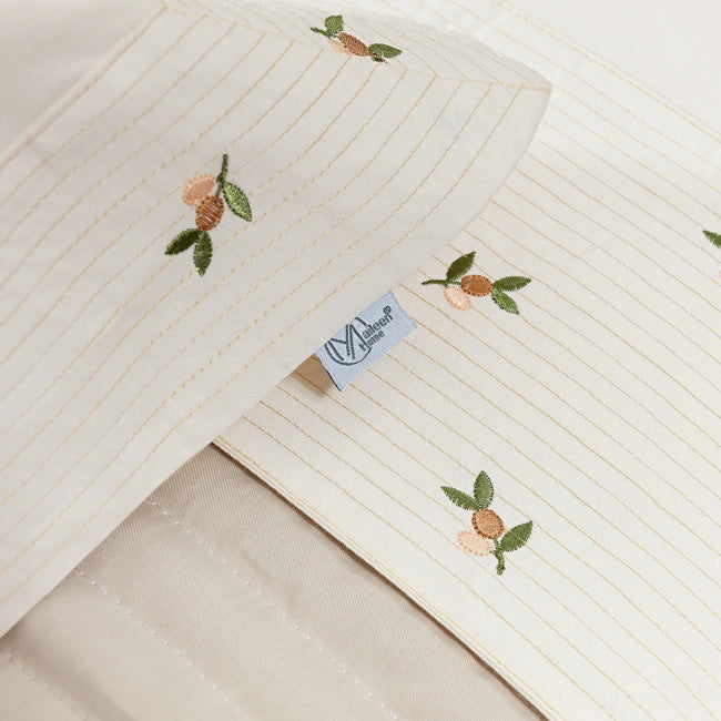 Roupa de Cama Casal King Ellora 200 Fios 100% Algodão 04 Peças - Palha