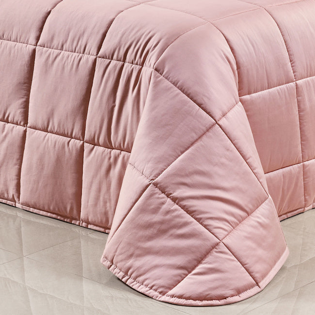 Edredom Casal King Pádua Tecido 400 Fios Egípcio 100% Algodão 03 Peças - Rosa Chá