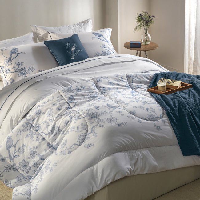 Edredom Queen Mivy 200 Fios 100% Algodão Dupla Face Tratamento Termobond Fios Penteado 2,60m x 2,40m 01 Peça - Estampado