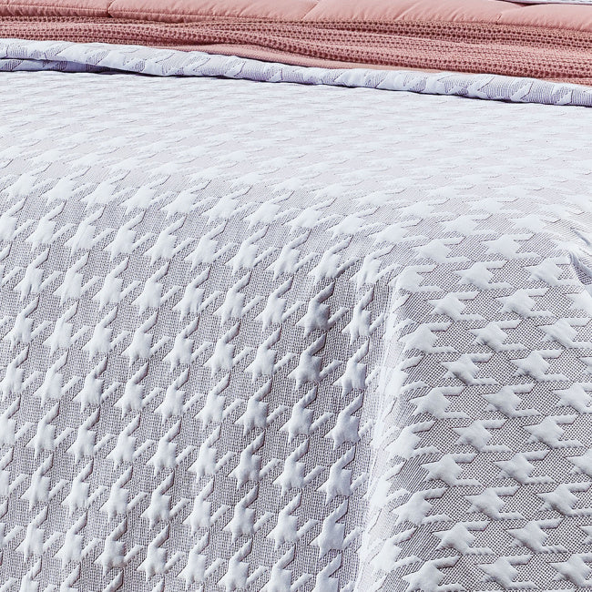 Cobre Leito Solteiro Versilia Tecido 400 Fios Egípcio 02 Peças - Branco / Nude