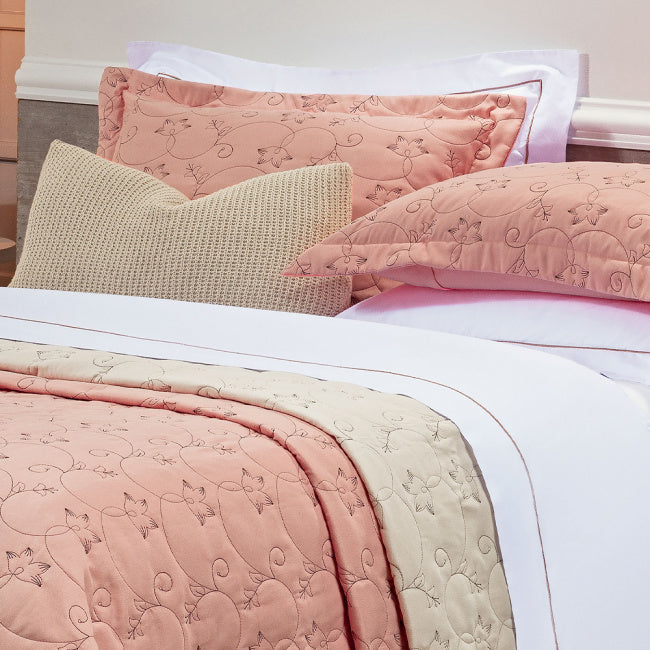 Cobre Leito Super King Bordado Bouti Dupla Face Percal 400 Fios 3,15m x 2,70m 03 Peças - Rosê