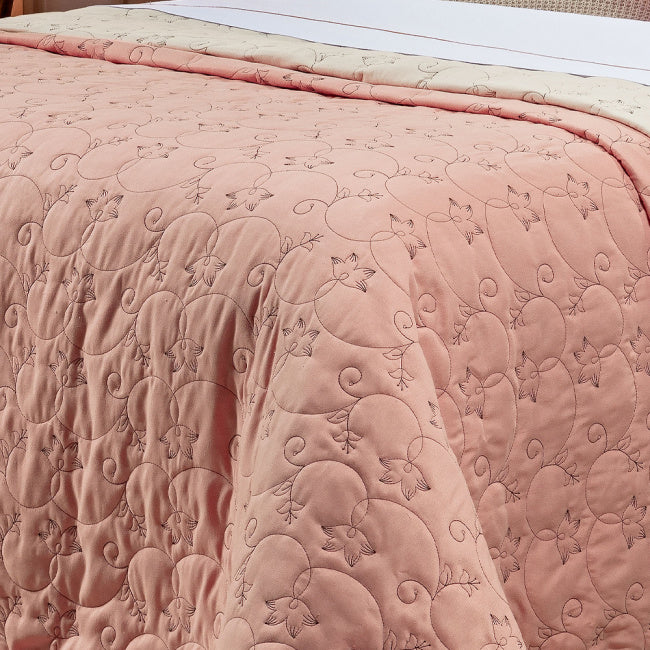 Cobre Leito Super King Bordado Bouti Dupla Face Percal 400 Fios 3,15m x 2,70m 03 Peças - Rosê