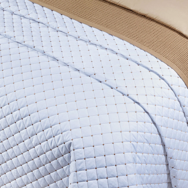 Cobre Leito Solteiro Laisa Tecido 400 Fios Egípcio 02 Peças - Branco / Dourado