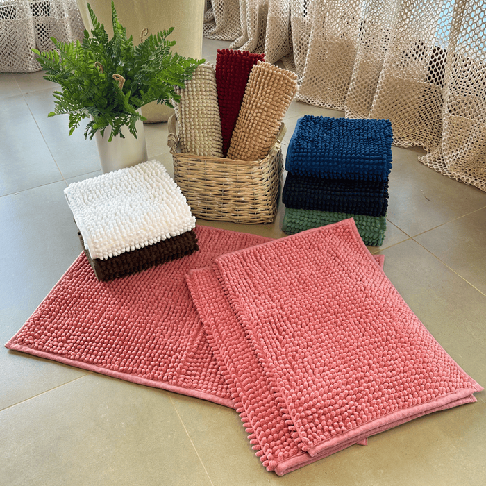 KIT 3 Tapete Bolinha Popcorn Antiderrapante 60x40cm Chenille - ROSA