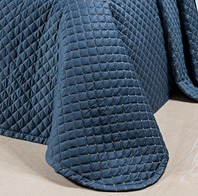 Cobre Leito Casal Queen Laisa Tecido 400 Fios Egípcio 03 Peças - Azul