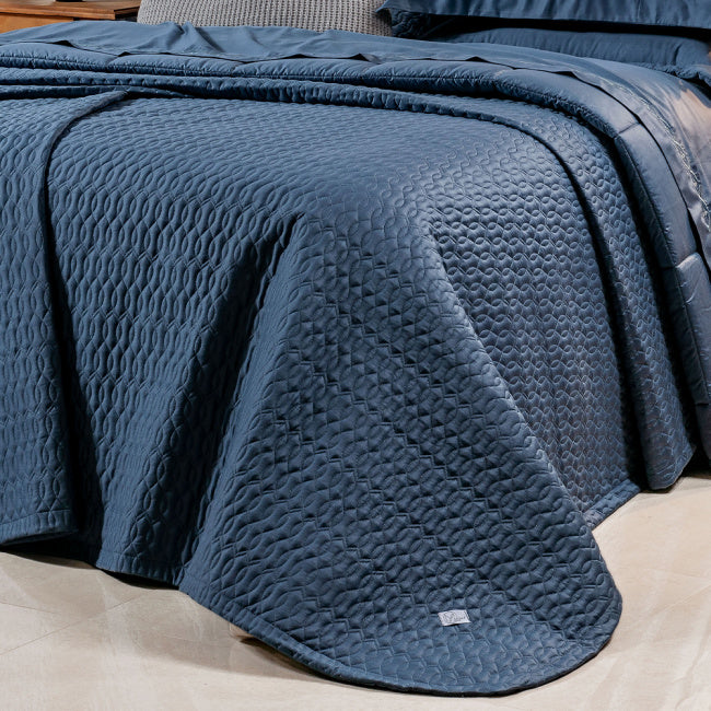 Cobre Leito Casal Queen Dakar 400 Fios Egípcio 100% Algodão 03 Peças - Azul