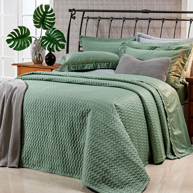 Cobre Leito Casal King Dakar 400 Fios Egípcio 100% Algodão 03 Peças - Verde