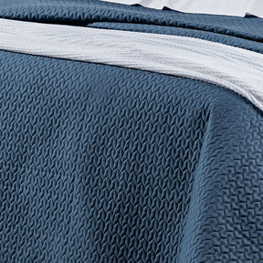 Cobre Leito Casal King Pádua Tecido 400 Fios Egípcio 100% Algodão 03 Peças - Azul