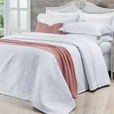 Cobre Leito Casal Queen Lácio Tecido 400 Fios Egípcio 03 Peças - Branco