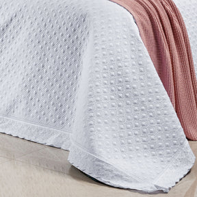 Cobre Leito Casal Queen Lácio Tecido 400 Fios Egípcio 03 Peças - Branco