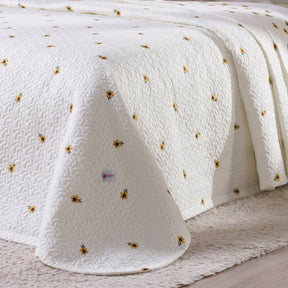 Cobre Leito Super King Girassol Bordado Percal Peletizado 400 Fios 3,15m x 2,70m 03 Peças - Palha