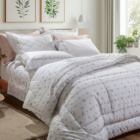 Cobre Leito King Essenza Percal Acetinado 200 Fios Egípcios 100% Algodão 2,80m x 2,60m 03 Peças - Florate