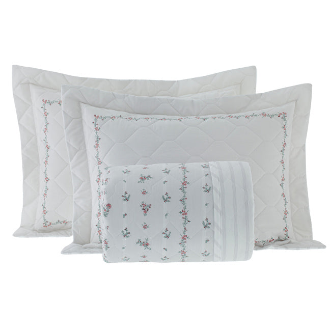 Cobre Leito King Essenza Percal Acetinado 200 Fios Egípcios 100% Algodão 2,80m x 2,60m 03 Peças - Florate