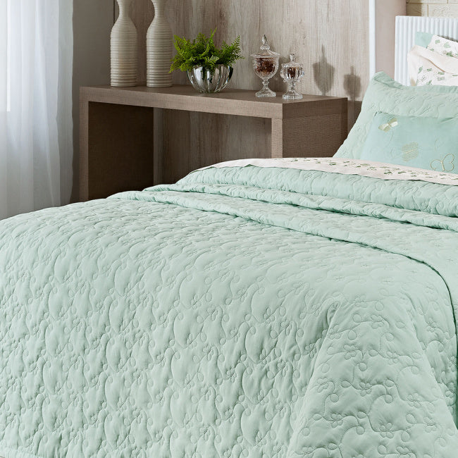 Cobre Leito Casal King Clara 200 Fios 100% Algodão 03 Peças - Verde