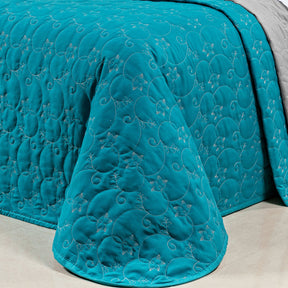 Cobre Leito Queen Bordado Bouti Dupla Face Percal 400 Fios 2,60m x 2,40m 03 Peças - Verde