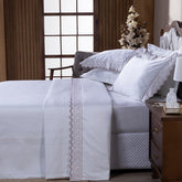 Roupa de Cama Lençol King Oliviéri Percal 400 Fios Egípcio Bordado 100% Algodão 04 Peças - Rosê