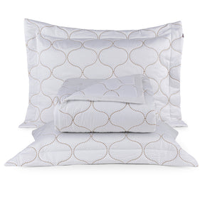 Cobre Leito Super King Sonhare 400 Fios Fibra de Bambu 03 Peças - Branco / Dourado