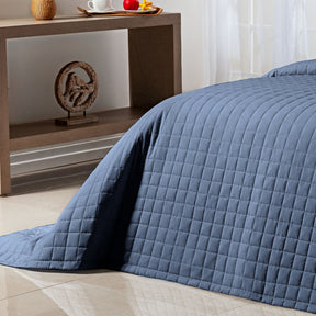 Cobre Leito Solteiro King Glass Tecido 200 Fios 100% Algodão 02 Peças - Azul Jeans