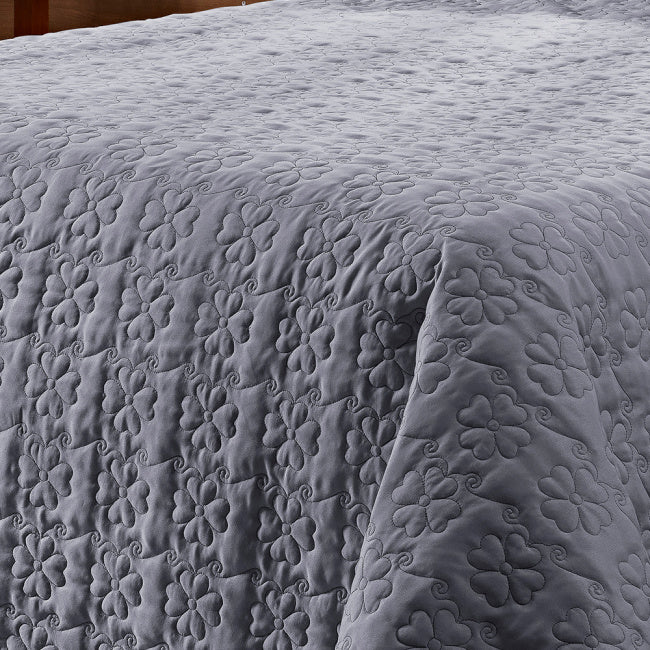 Cobre Leito Solteiro Austria Com Matelado Flores 1,50m x 2,40m 02 Peças - Cinza