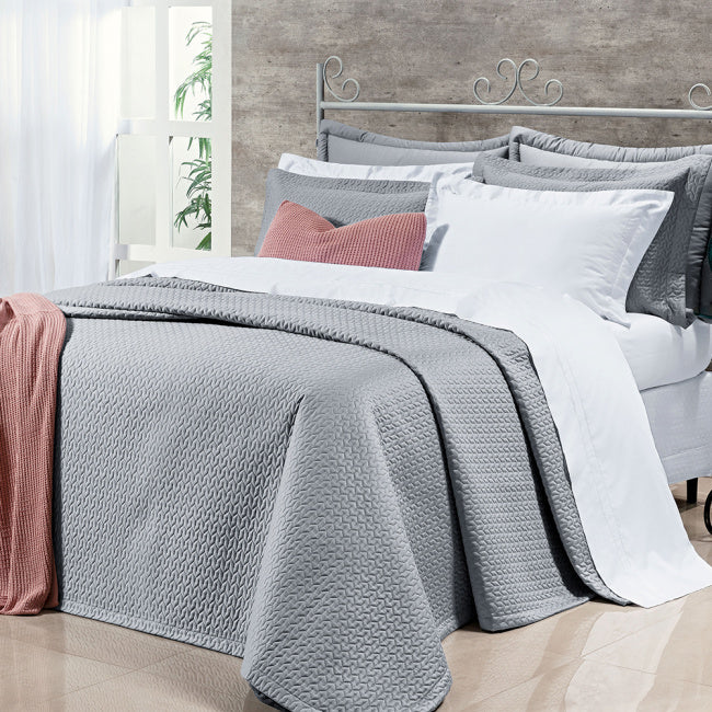 Cobre Leito Casal Super King Pádua Tecido 400 Fios Egípcio 100% Algodão 03 Peças - Concreto