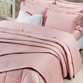 Cobre Leito Casal Super King Pádua Tecido 400 Fios Egípcio 100% Algodão 03 Peças - Rosa Chá