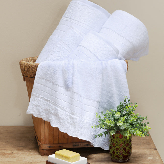 Jogo de Banho Lácio Tecido Egípcio 100% Algodão 05 Peças - Branco