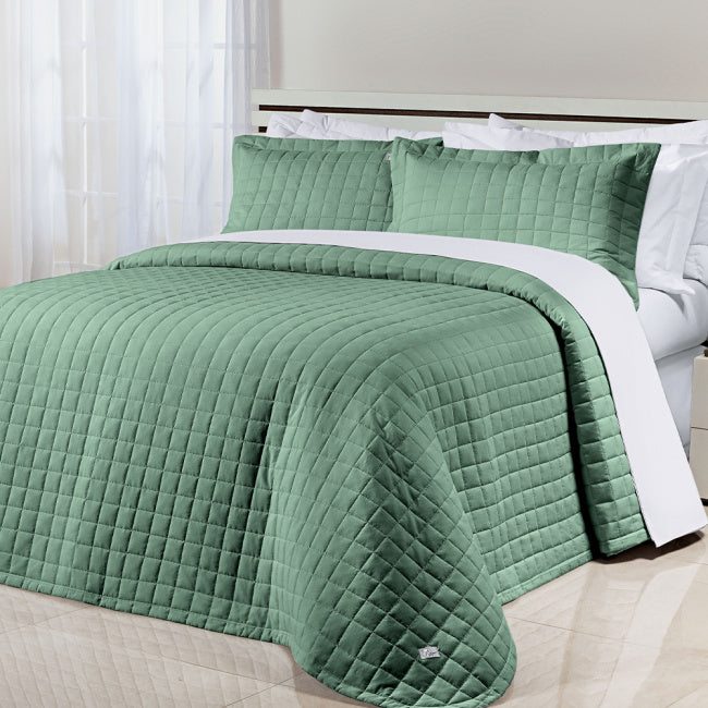 Cobre Leito Solteiro King Glass Tecido 200 Fios 100% Algodão 02 Peças - Verde