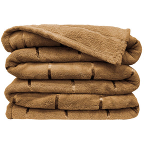 Manta Flannel Listrada 180 Gramas Ultra Soft Paris Queen - Caramelo