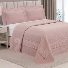 Cobre Leito Percal 300 Fios C/ Bordado Inglês Toque de Pluma Queen Majestic 03 Peças - Malva