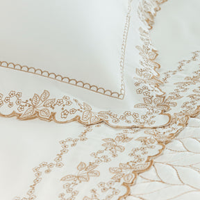 Roupa de Cama Casal Queen Yara 200 Fios 100% Algodão 04 Peças - Palha / Dourado