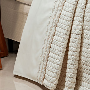 Roupa de Cama Casal Queen Yara 200 Fios 100% Algodão 04 Peças - Palha / Dourado