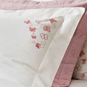 Roupa de Cama Casal Queen Clara 200 Fios 100% Algodão 04 Peças - Palha / Rosa