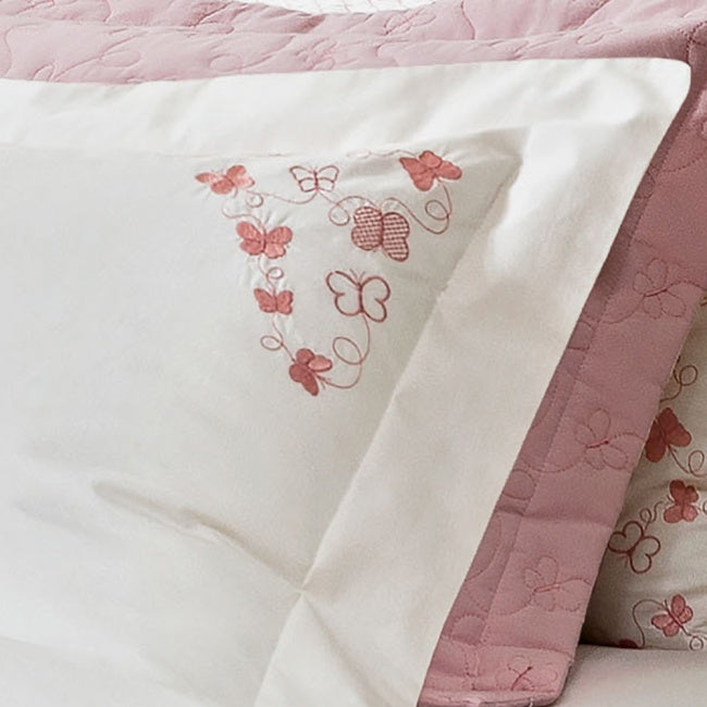 Roupa de Cama Casal Queen Clara 200 Fios 100% Algodão 04 Peças - Palha / Rosa