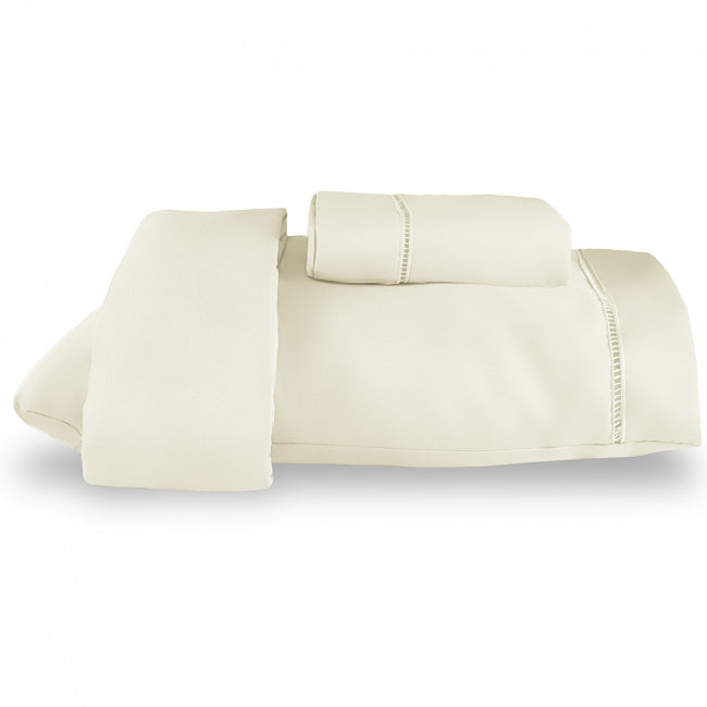 Roupa de Cama Lençol Solteiro Suavit Percal 400 Fios Ponto Palito 03 Peças - Palha