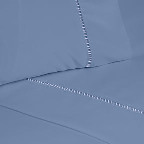 Roupa de Cama Lençol Solteiro Suavit Percal 400 Fios Ponto Palito 03 Peças - Azul