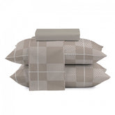 Roupa de Cama Queen Karsten Microfibra Pré-Lavado 90 gramas 04 Peças - Geométrico Bege