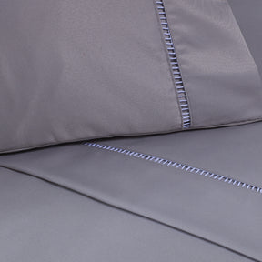 Roupa de Cama Lençol Queen Levit Percal 600 Fios Ponto Palito 04 Peças - Cinza