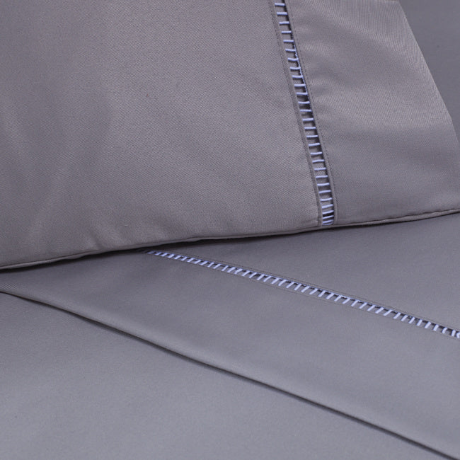 Roupa de Cama Lençol Queen Levit Percal 600 Fios Ponto Palito 04 Peças - Cinza